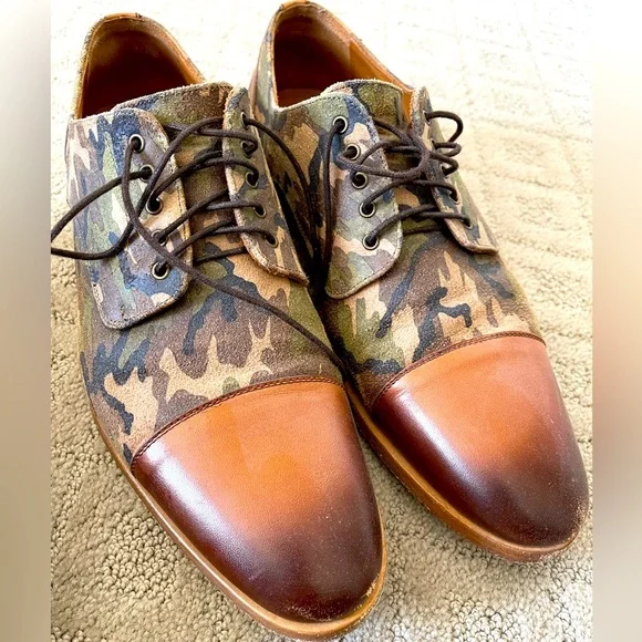 Size 43 Taft camo and burnished leather dress shoes The Kennedy Shoe in Green Camo | TAFT main image 2
